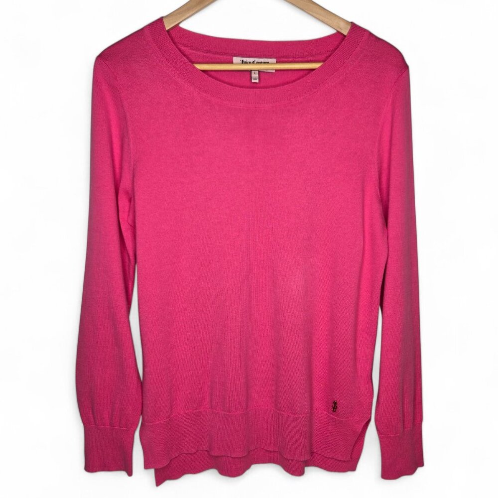 Juicy Couture Pink Sweater Women's Scoop Neck Long Sleeve Preppy Office L